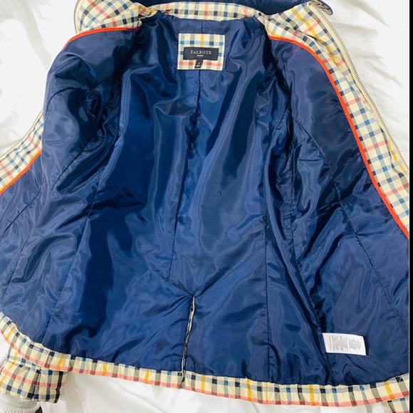 Talbots Plaid Quilted Full Zip Jacket Corduroy Collar Small Petite Field Coat SP - Picture 8 of 14